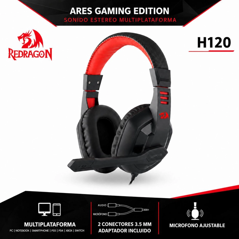 AUDÍFONOS GAMER REDRAGON H120 ARES EDITION MULTIPLATAFORMA - 6