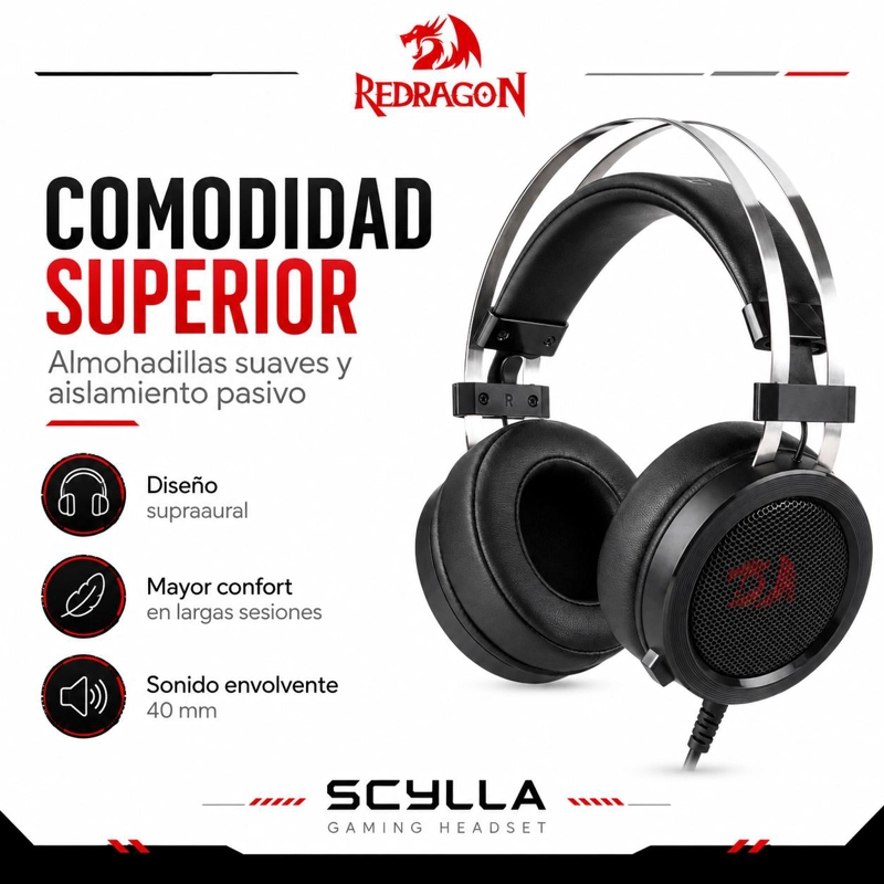 AUDÍFONOS GAMER REDRAGON HEADSET H901 SCYLLA MULTIPLATAFORMA - 8