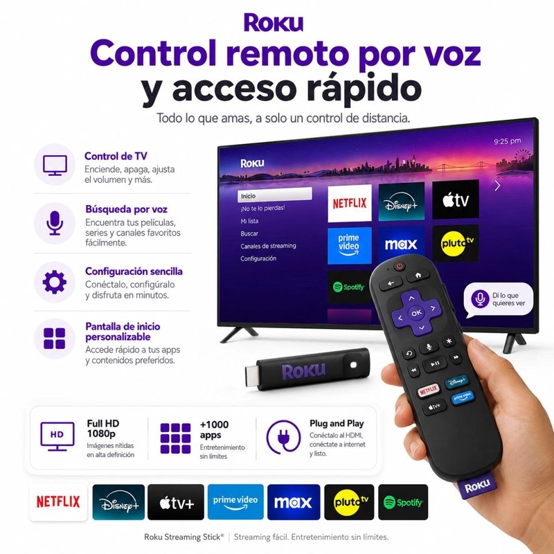 STREAMING ROKU FULL HD 1920 X 1080 3960 TV EXPRESS 1080P 60HZ DUAL WIFI 2G & 5G - 4