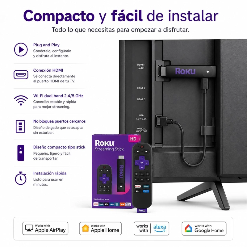 STREAMING ROKU FULL HD 1920 X 1080 3960 TV EXPRESS 1080P 60HZ DUAL WIFI 2G & 5G - 7