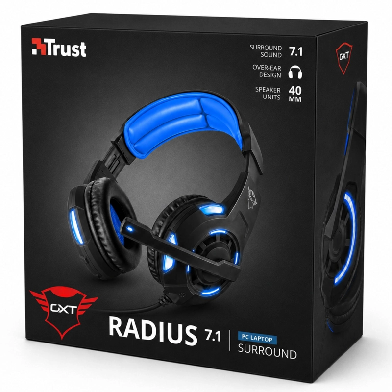 AUDÍFONOS TRUST GXT 350 USB RADIUS SONIDO ENVOLVENTE 7.1 LED - 1