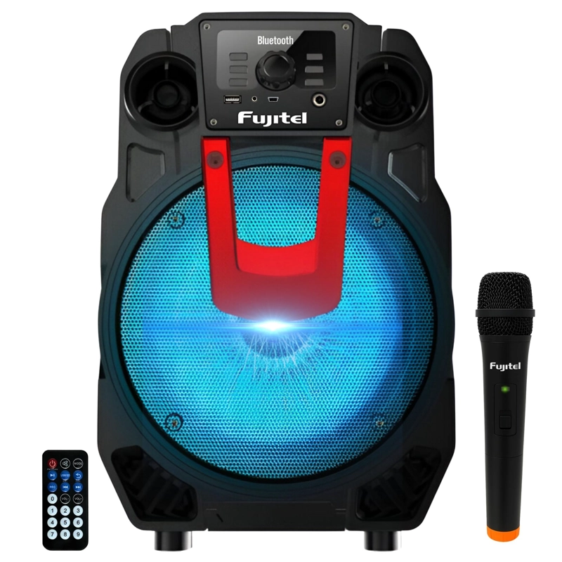 PARLANTE BLUETOOTH FUJITEL KARAOKE CON MICRÓFONO INALÁMBRICO BT8L RECARGABLE - 1