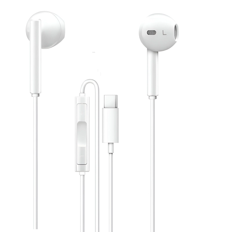 AUDÍFONOS TECMASTER MANOS LIBRES TM-300516 HIFI BLANCO CONECTOR TIPO C - 1