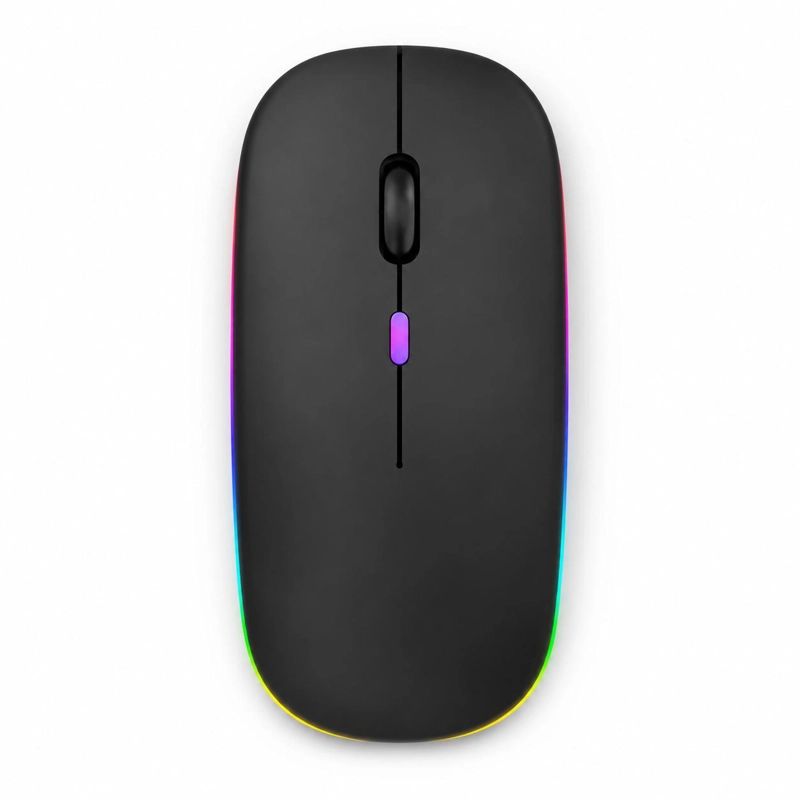 MOUSE INALÁMBRICO TECMASTER DUAL BLUETOOTH + USB 2G RECARGABLE RGB BK 100516-BLACK - 4