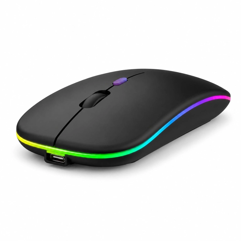 MOUSE INALÁMBRICO TECMASTER DUAL BLUETOOTH + USB 2G RECARGABLE RGB BK 100516-BLACK - 9