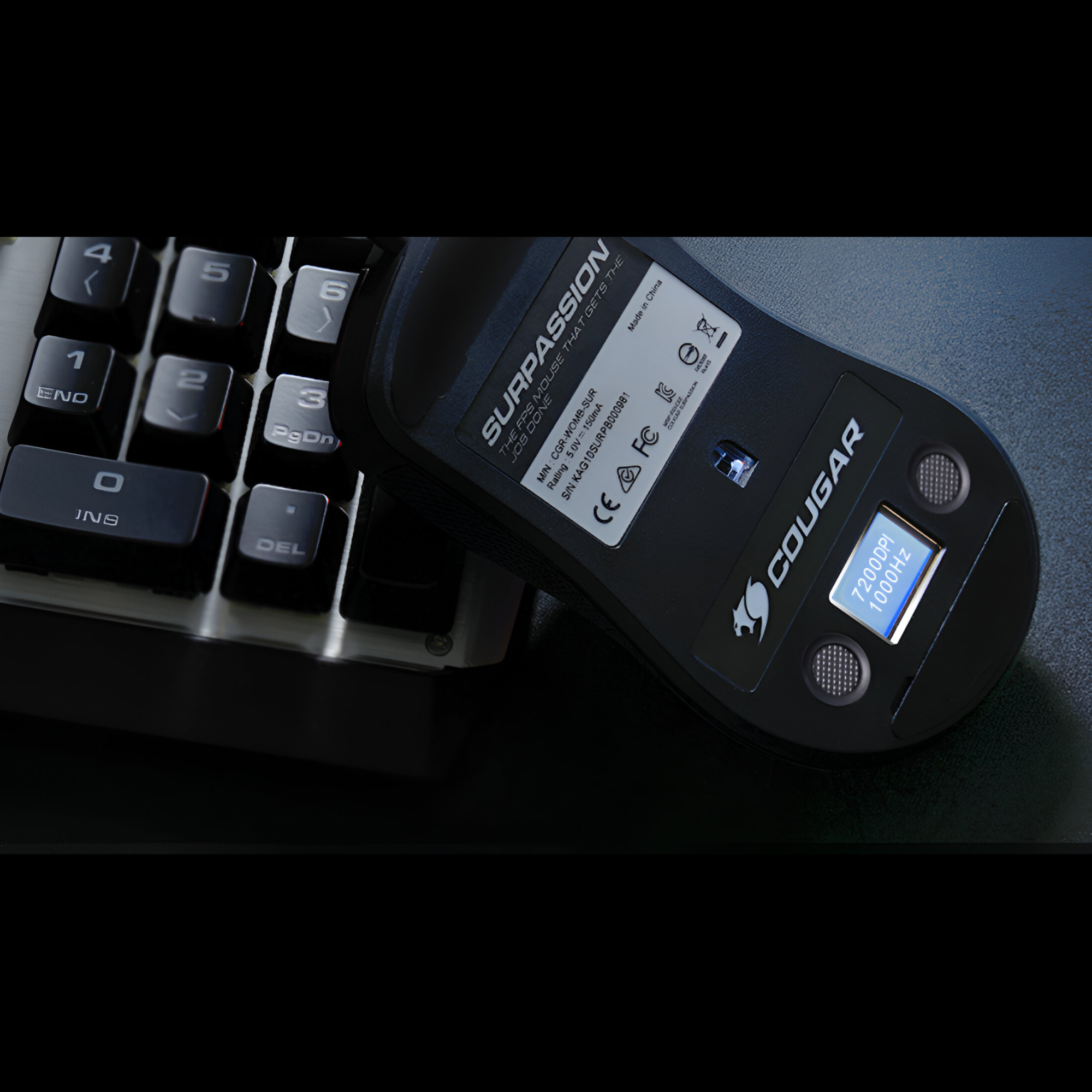 MOUSE COUGAR GAMER SURPASSION + LCD REGULADOR DPI Y HZ 7200 DPI - 9