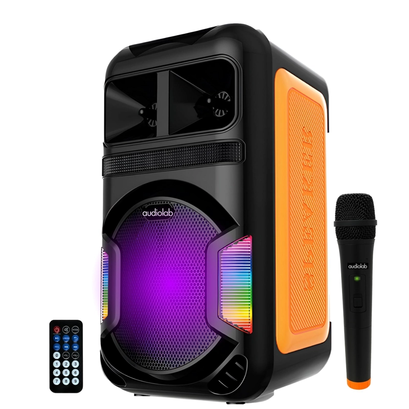 PARLANTE BLUETOOTH AUDIOLAB 805 KARAOKE RGB CON MICRÓFONO INALÁMBRICO - 4