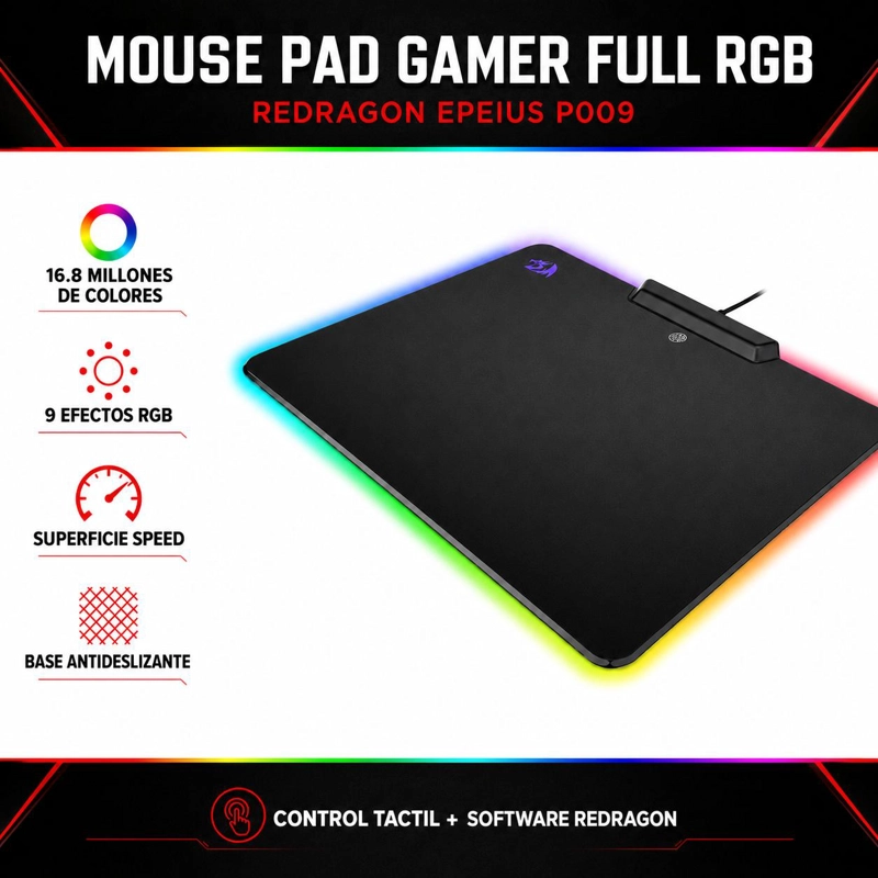 MOUSE PAD REDRAGON FULL RGB ALTO CONTRASTE EPEIUS P009 - 9