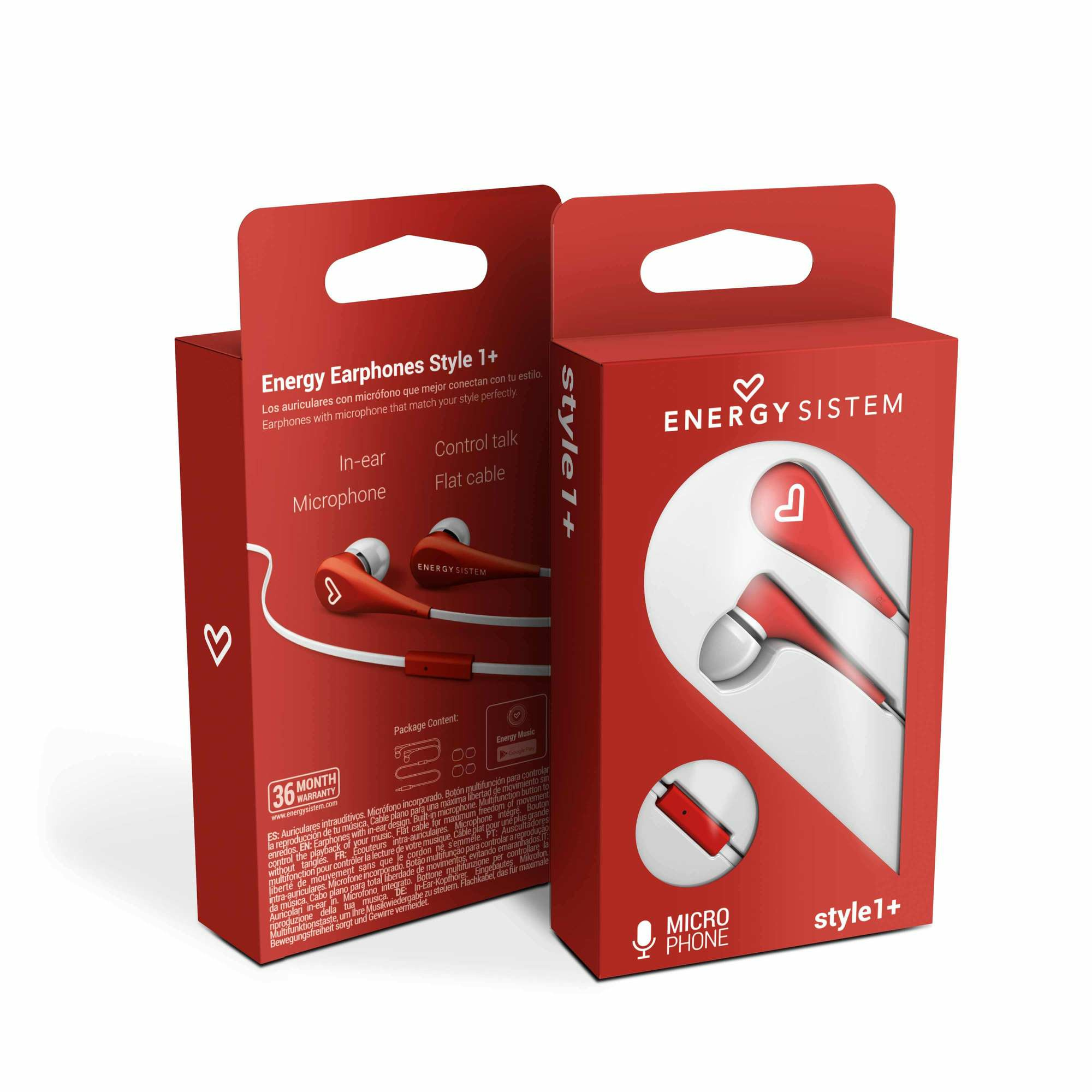 AUDÍFONOS ENERGY SISTEM 446001 EARPHONES STYLE 1+ ROJO MICRÓFONO - 6