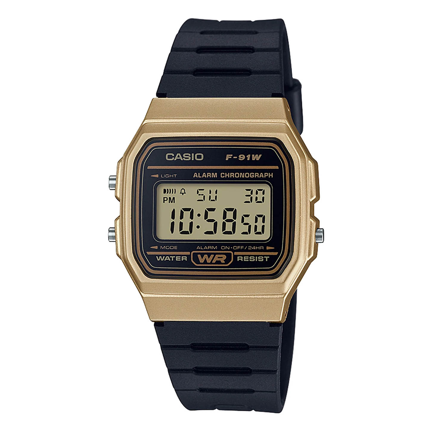 RELOJ CASIO UNISEX DIGITAL F91WM9ADF GOLD BLACK - 6