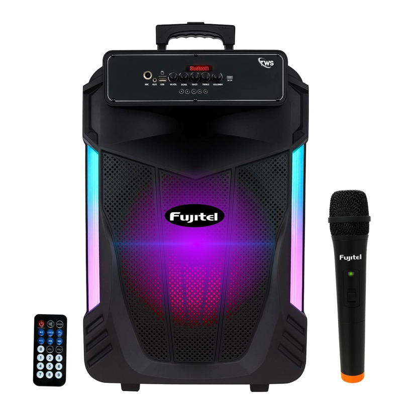 PARLANTE BLUETOOTH FUJITEL KARAOKEBT15L1 KARAOKE 15' RGB RECARGABLE + MICRÓFONO INALÁMBRICO BT15L - 5