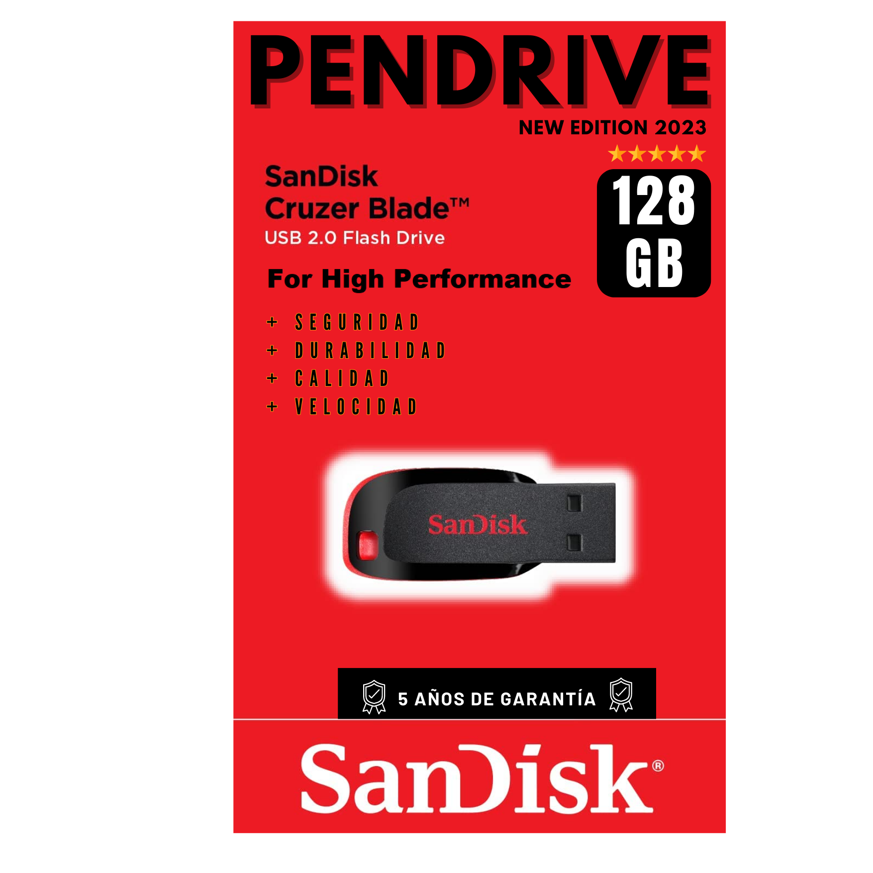 SanDisk Cruzer Glide USB 2.0 Lotto Da 32GB, 64GB O 128GB - Chiavetta Memory Stick - Nero - Foto 6