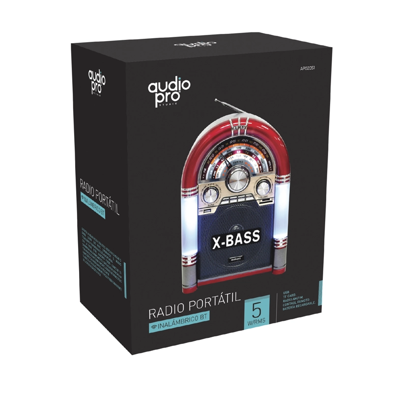 PARLANTE BLUETOOTH AUDIO PRO AP2053 RETRO ROCKOLA XL RECARGABLE ILUMINADA - 6