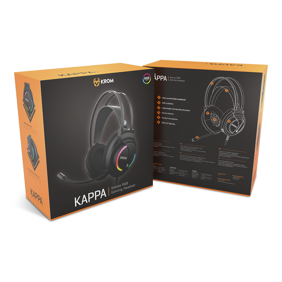 AUDÍFONOS GAMER KROM HEADSET KROMKAPPA RGB DUAL CONECTOR JACK 3.5MM - 4
