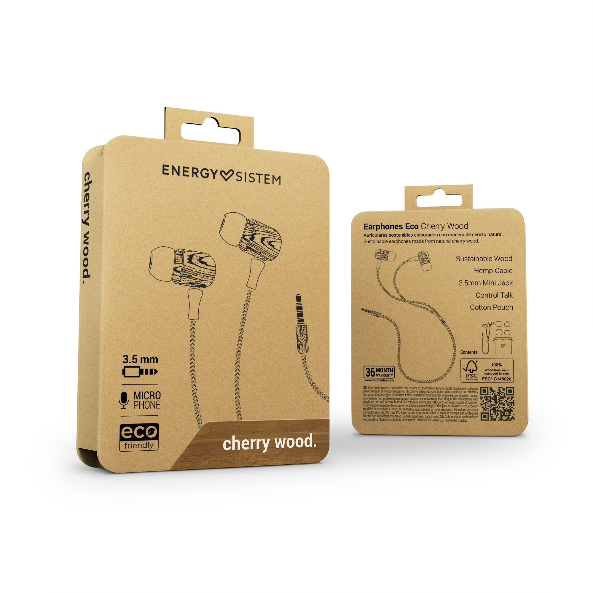 AUDÍFONOS ENERGY SISTEM 450428 MADERA ECO CHERRY WOOD CONECTOR JACK 3.5MM - 2