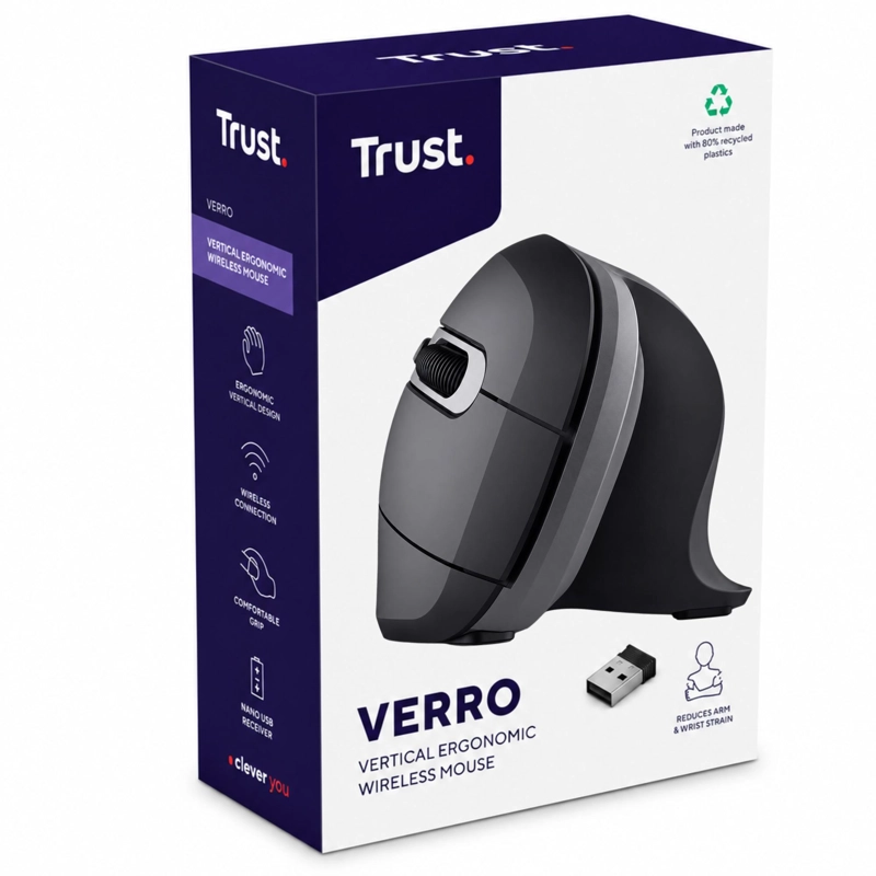 MOUSE INALÁMBRICO TRUST VERTICAL ERGONÓMICO VERRO PRO 2.4GHZ - 7