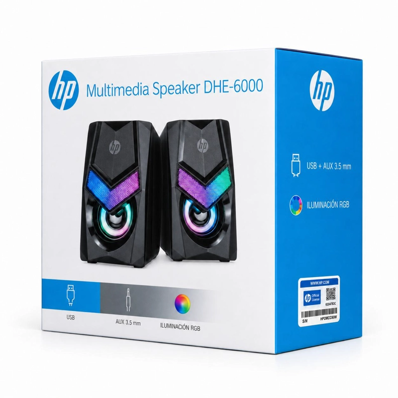 PARLANTE USB HP MULTIMEDIA CON ILUMINACION RGB DHE-6000 - 6