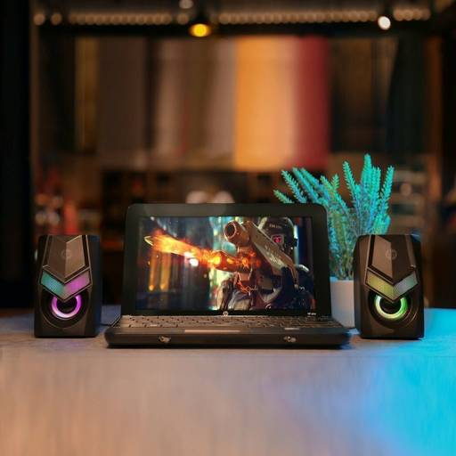 PARLANTE USB HP MULTIMEDIA CON ILUMINACION RGB DHE-6000 - 8