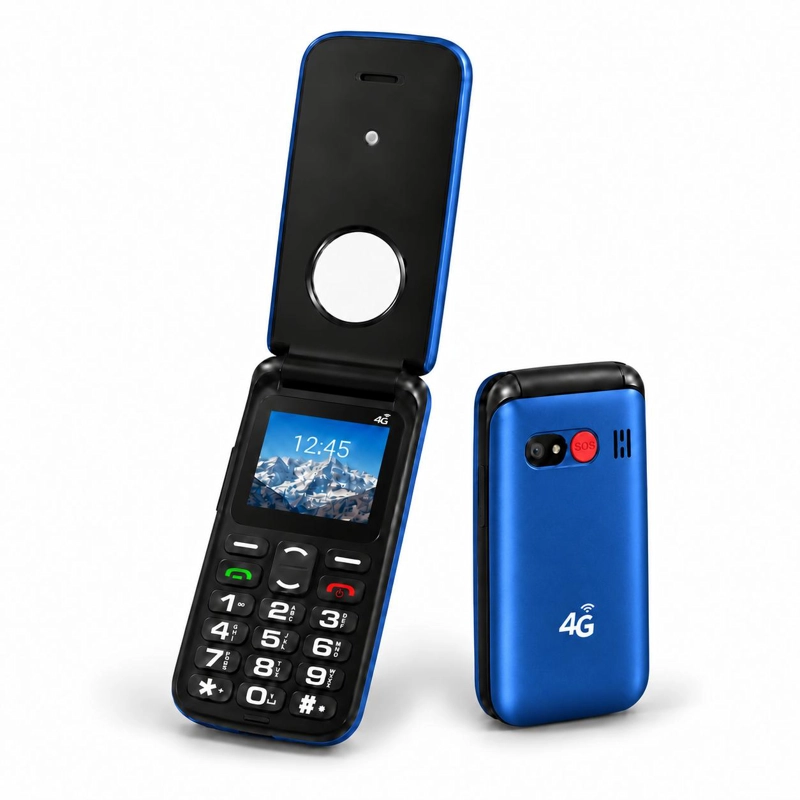 CELULAR ADULTO MAYOR 4G TIPO ALMEJA LIBERADO BOTON SOS AZUL - 3