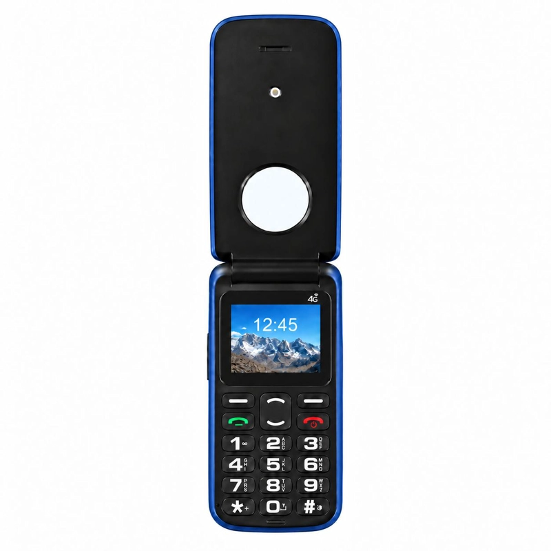 CELULAR ADULTO MAYOR 4G TIPO ALMEJA LIBERADO BOTON SOS AZUL - 5