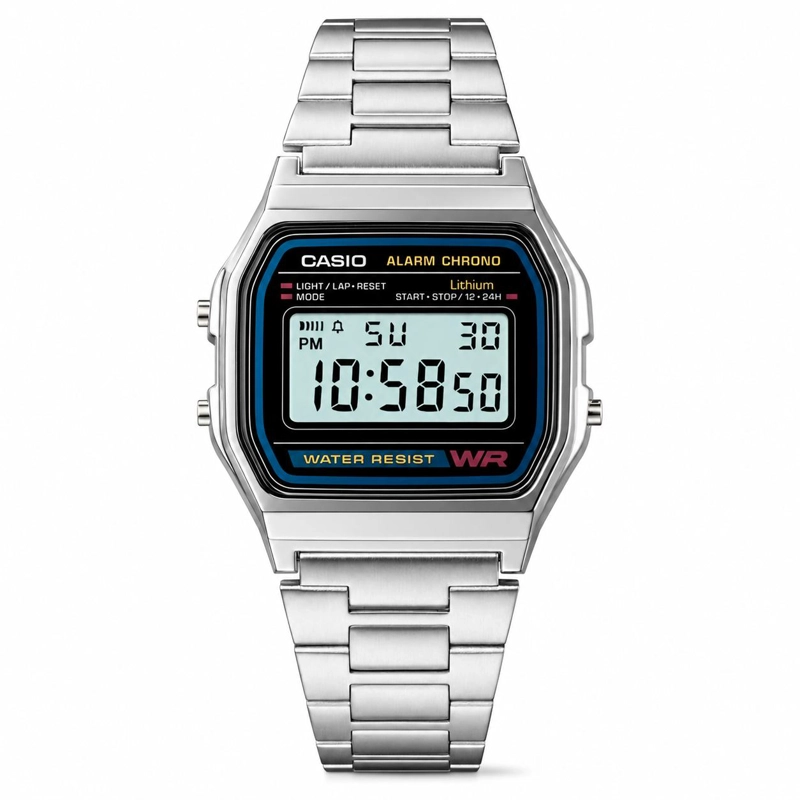 RELOJ CASIO MUJER DIGITAL A158WA1DF CLASSIC SILVER EDITION - 1