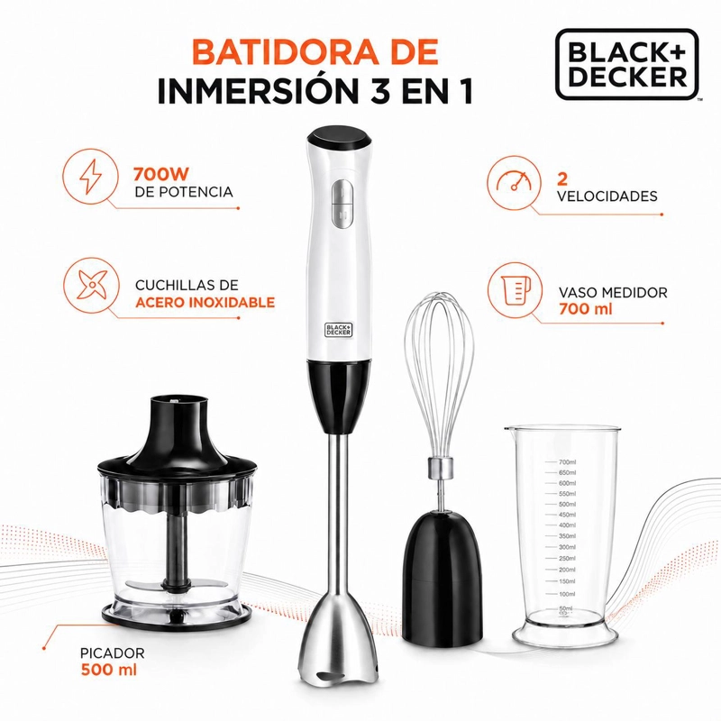BATIDORA DE INMERSION 3 EN 1 BLACK + DECKER 700W HB24710-CL - 4