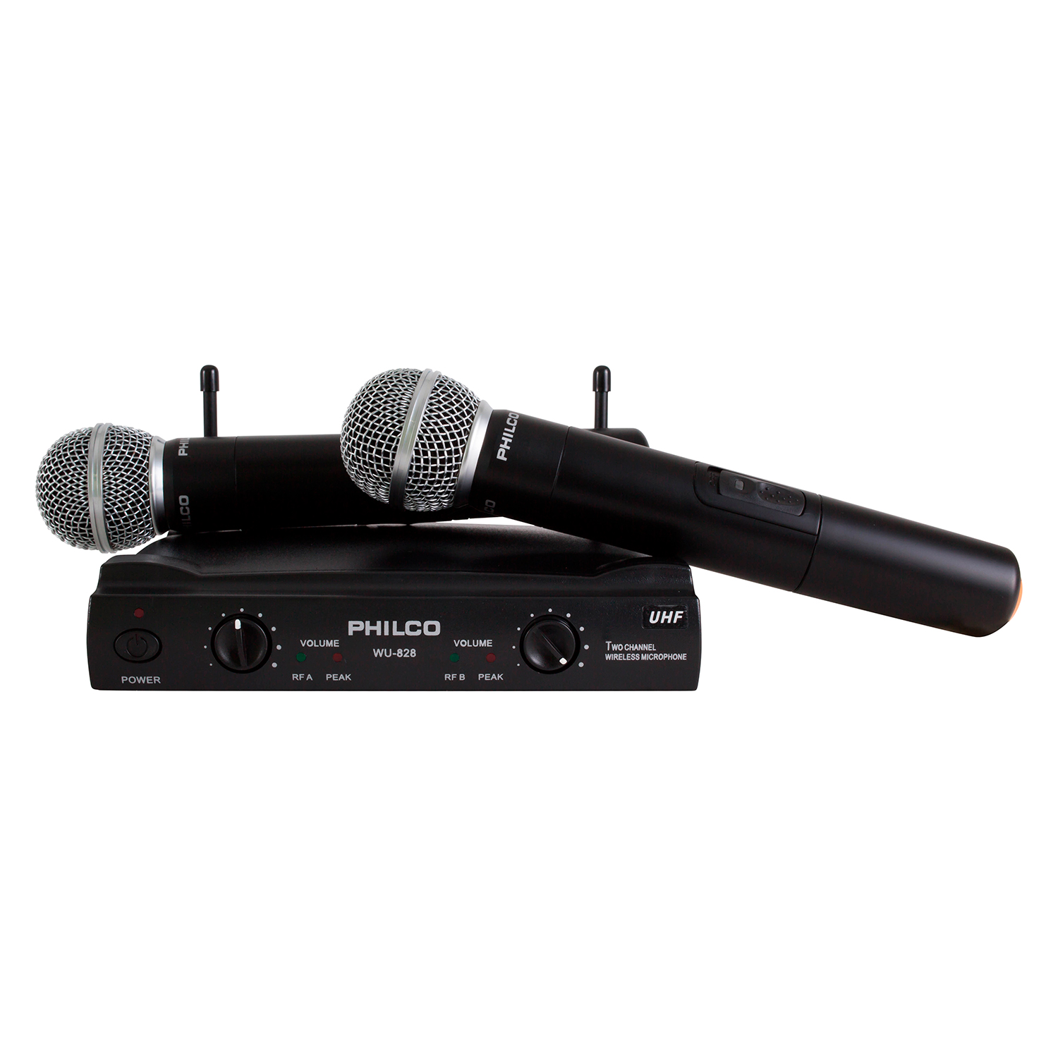 KIT DE MICRÓFONOS PHILCO WU-828 INALÁMBRICOS UHF PROFESIONALES HD - 4