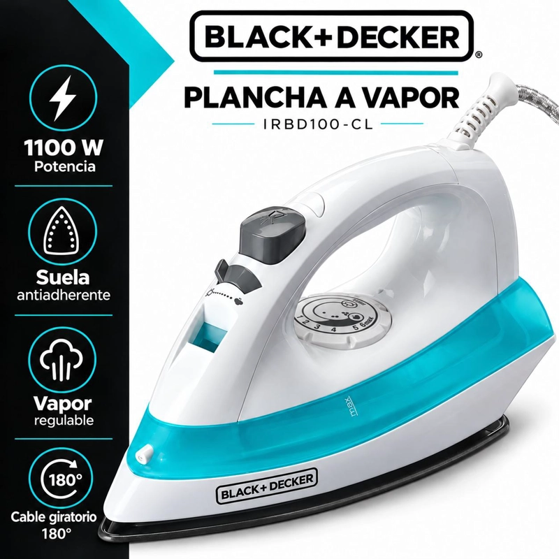 PLANCHA DE ROPA CON VAPORIZADOR BLACK + DECKER IRBD100-CL - 7
