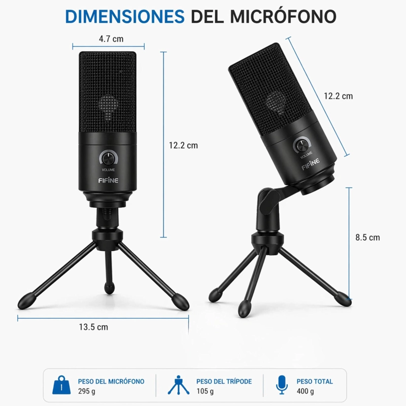 MICRÓFONO FIFINE K669B CONDENSADOR USB MULTIPLATAFORMAS K PRO - 7