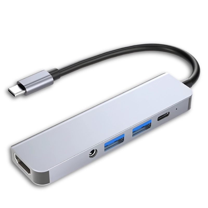 ADAPTADOR HUB USB-C MULTIPUERTOS 5 EN 1 (HDMI, JACK, USB, USB C) GTC - 8