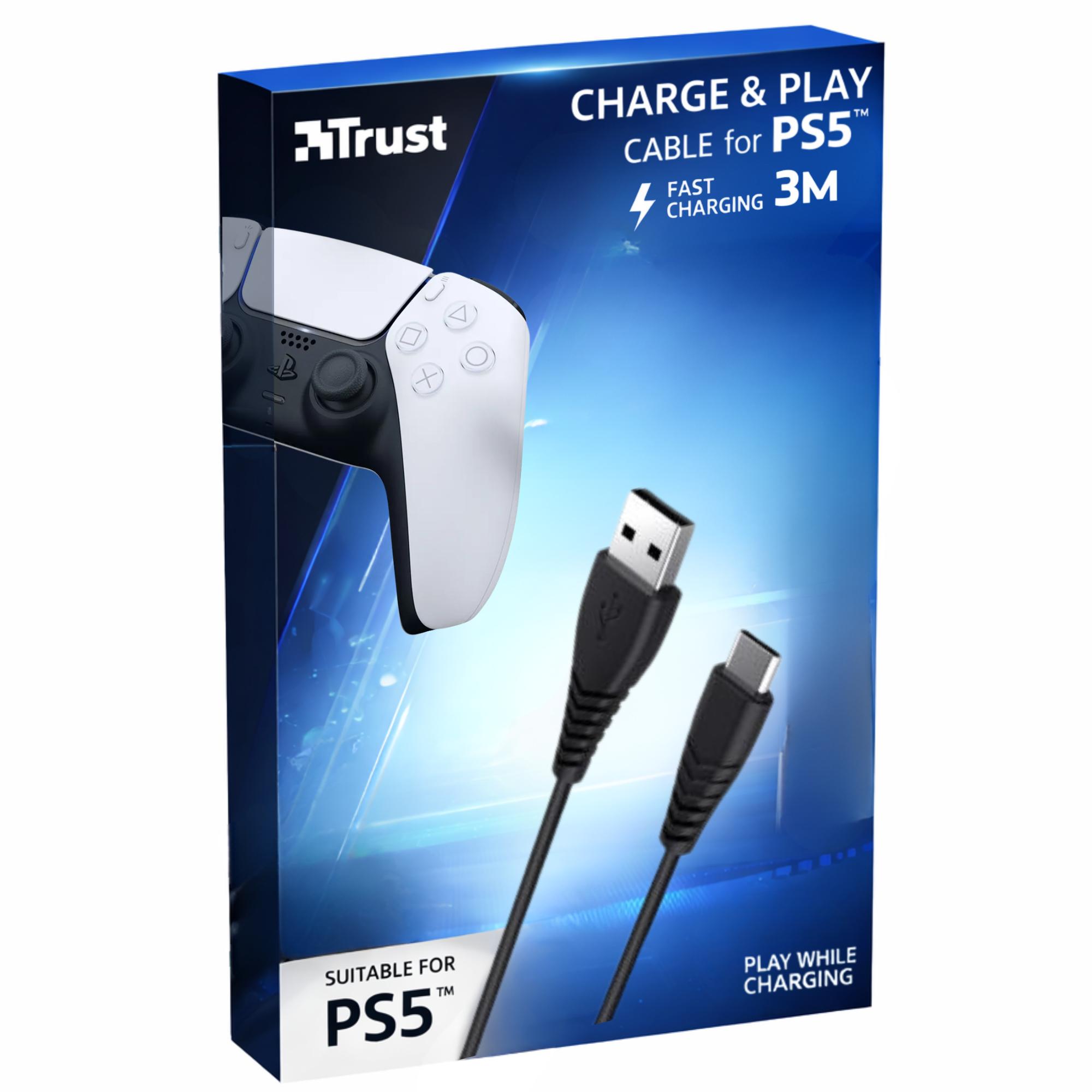 CABLE DE DATOS TRUST TYPE-C A USB PARA PS5 CARGA RÁPIDA 3M - 1
