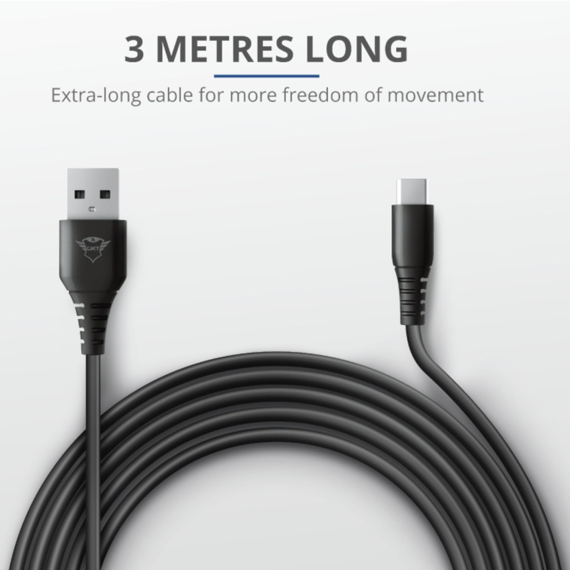 CABLE DE DATOS TRUST TYPE-C A USB PARA PS5 CARGA RÁPIDA 3M - 6