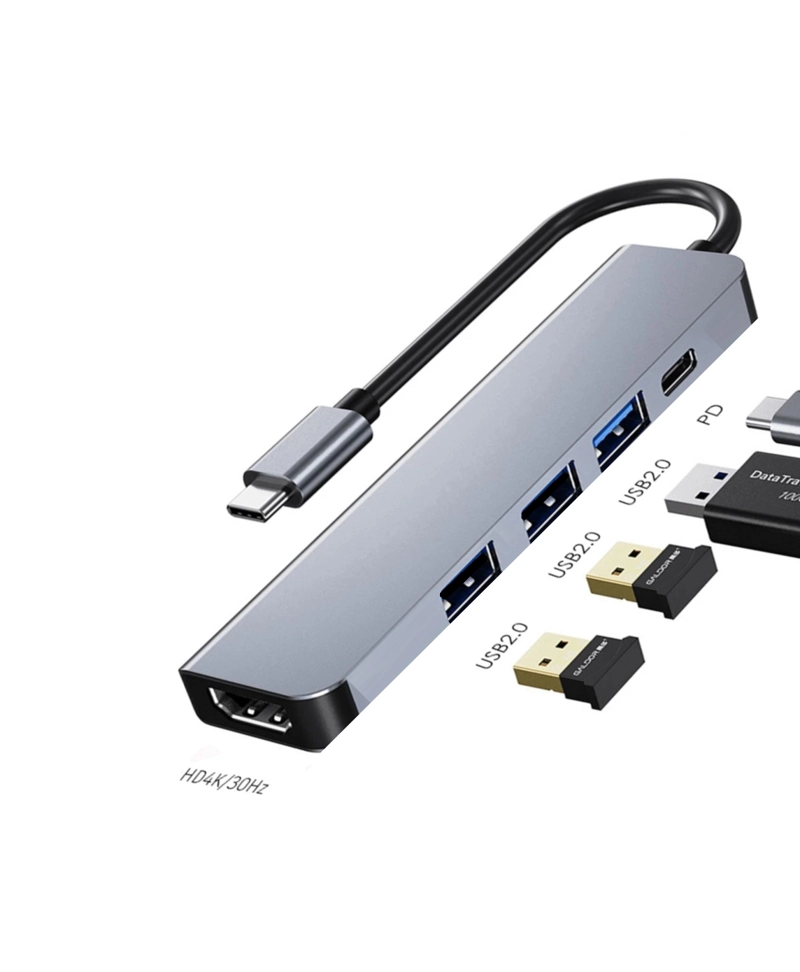 HUB MULTIPUERTO TYPE-C (5EN1) PRO HDMI 4K PD 100W + USB 3.0 - 3