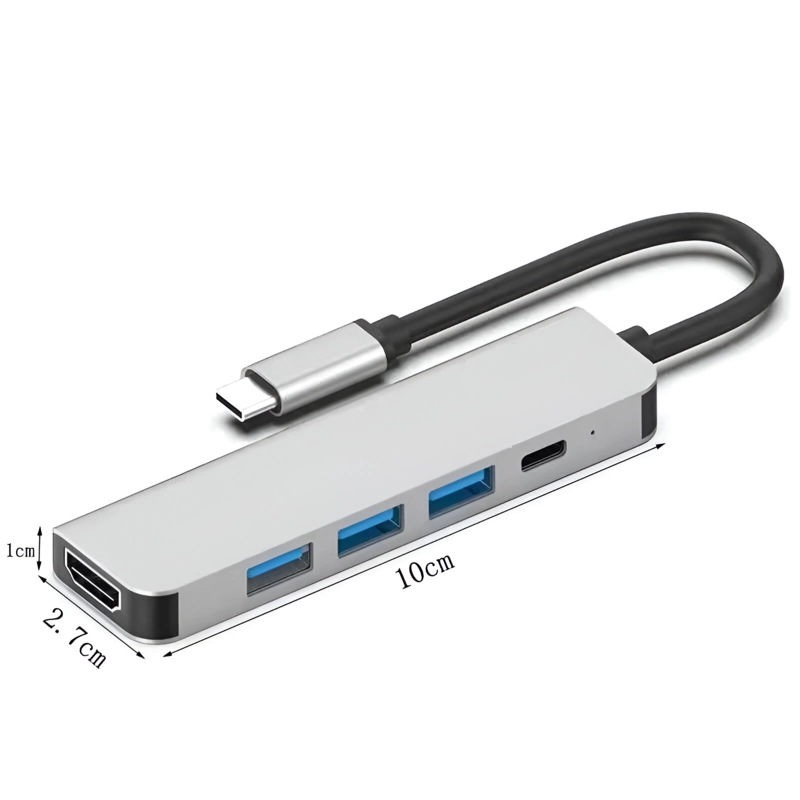 HUB MULTIPUERTO TYPE-C (5EN1) PRO HDMI 4K PD 100W + USB 3.0 - 8