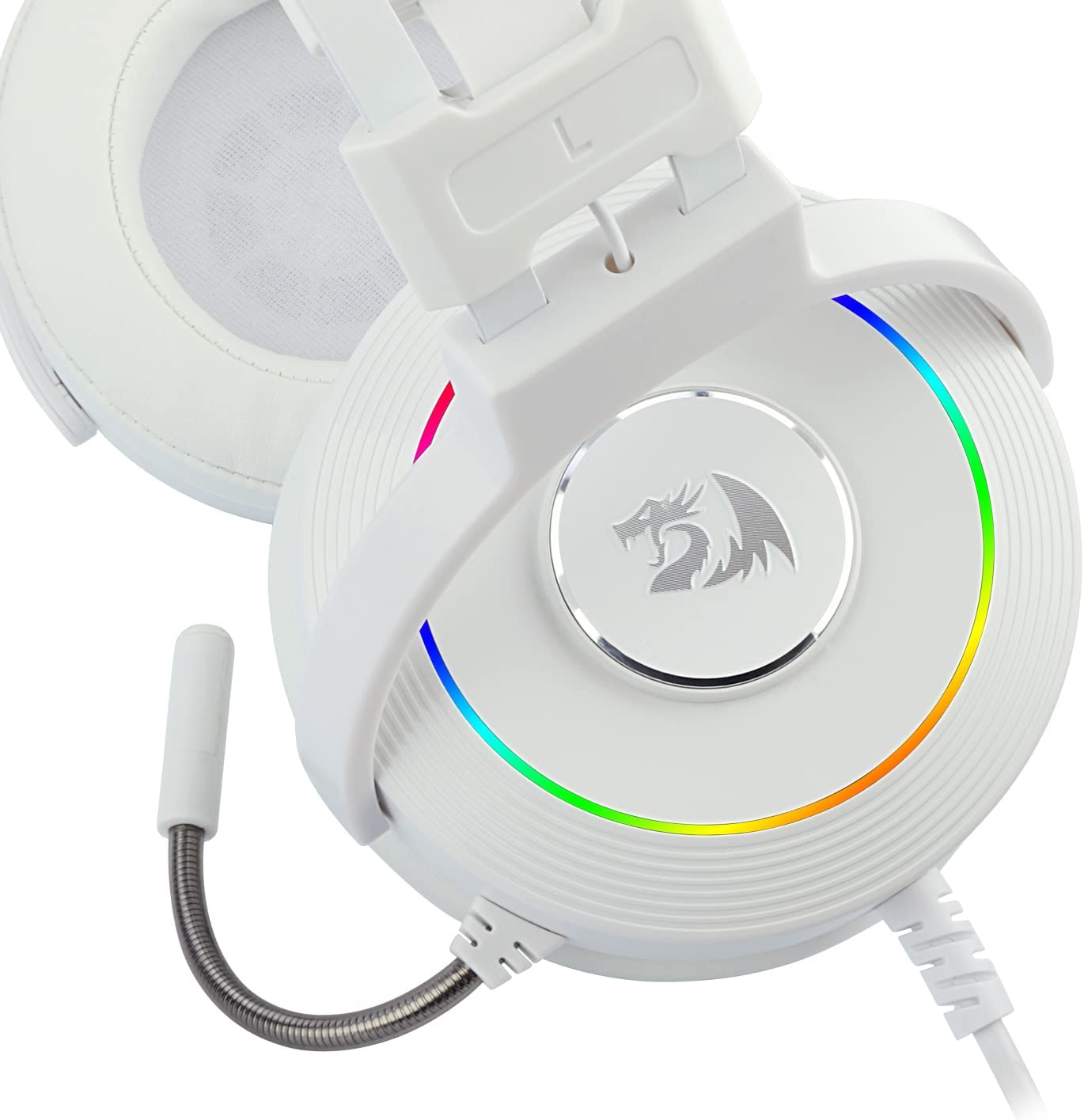 AUDÍFONOS REDRAGON H320W RGB USB LAMIA AUDIO 7.1 BLANCO INCLUYE SOPORTE - 5