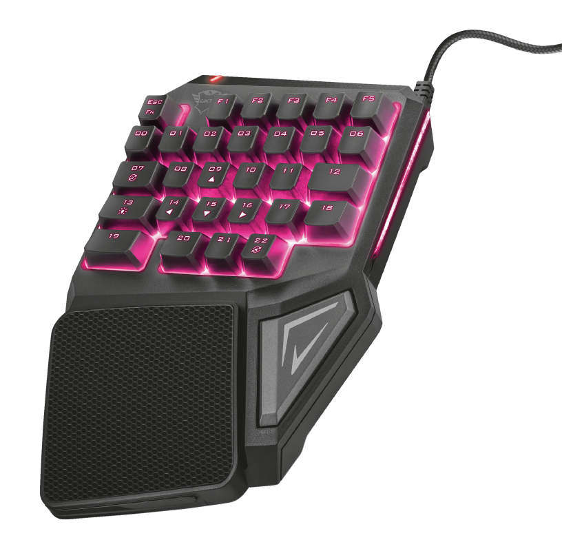 TECLADO UNIVERSAL TRUST 22881 DE UNA MANO ANTI-GHOSTING FULL RGB GXT 888 ASSA - 3