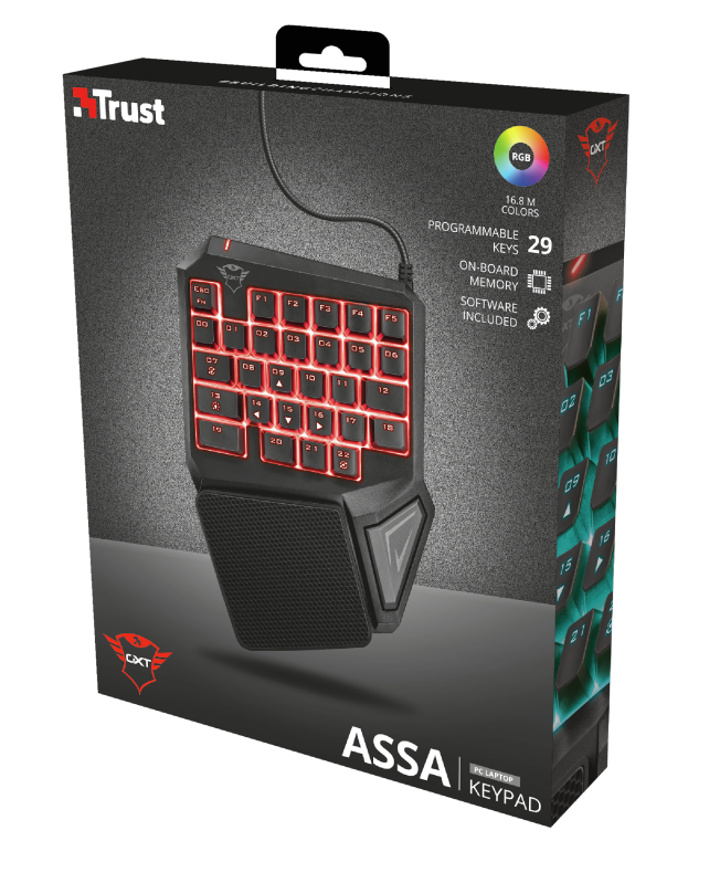 TECLADO UNIVERSAL TRUST 22881 DE UNA MANO ANTI-GHOSTING FULL RGB GXT 888 ASSA - 5