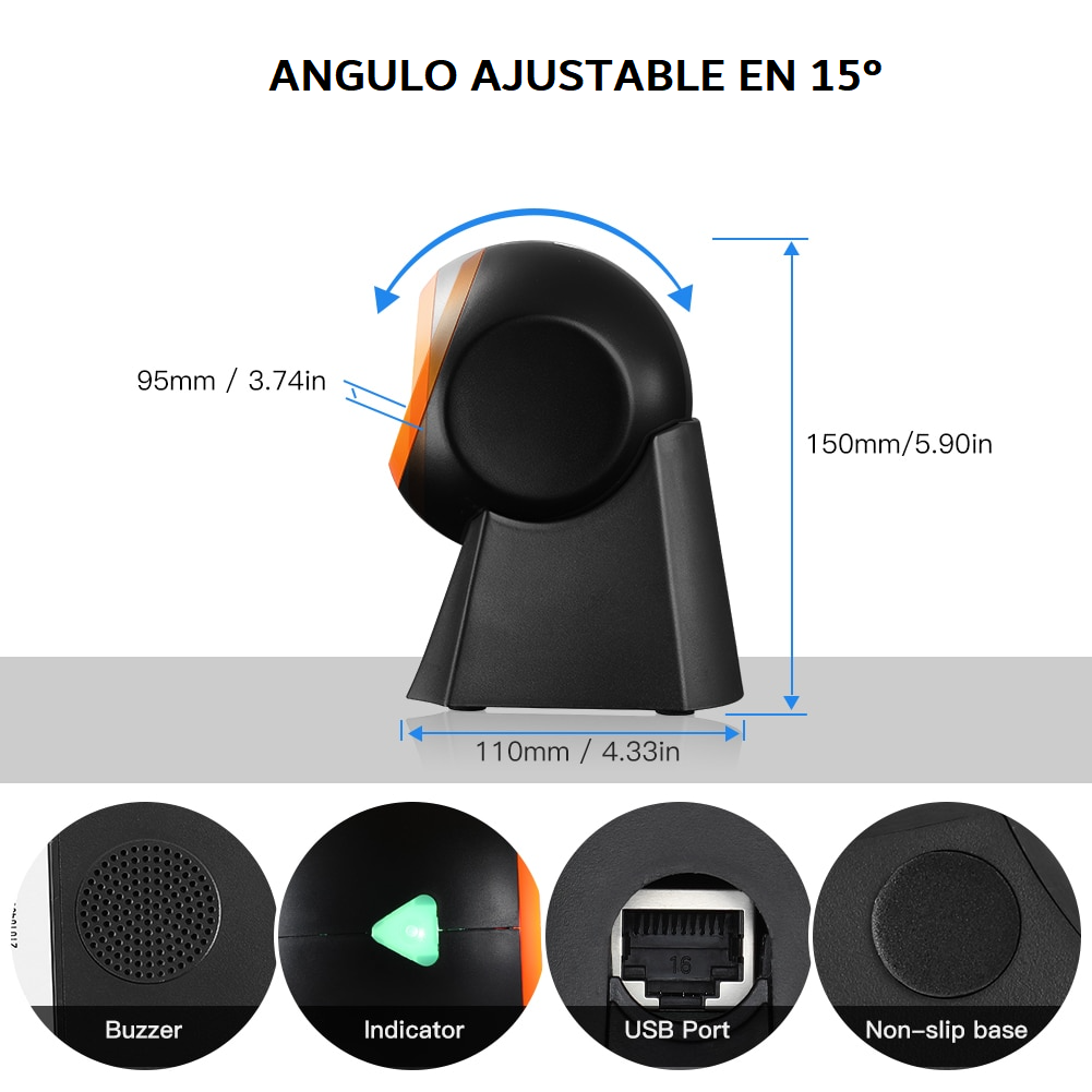 Escáner De Códigos QR Eyoyo - USB, Omnidireccional Para Tiendas