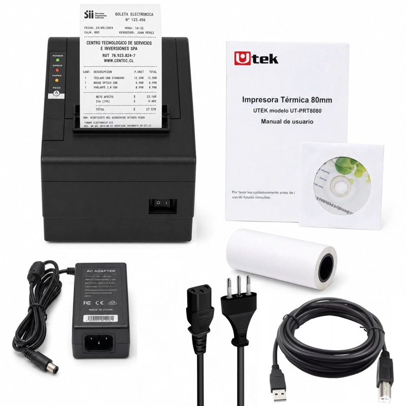 IMPRESORA UTEK UT-PRT8080 TÉRMICA PROFESIONAL 80MM USB LAN - 8