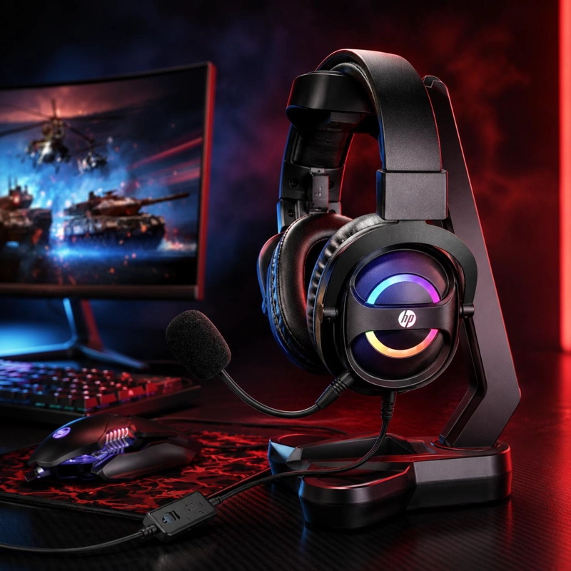 AUDÍFONOS GAMER HP HEADSET DHE8006 USB AUDIO 7.1 + ILUMINACIÓN RGB - 6