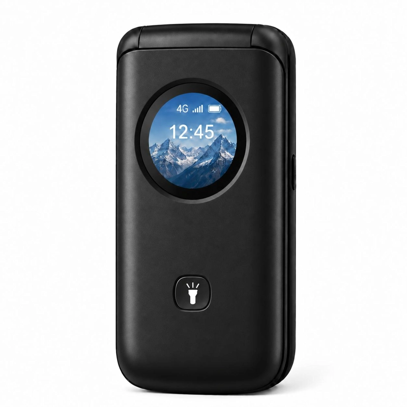 CELULAR ADULTO MAYOR 4G TIPO ALMEJA LIBERADO BOTON SOS NEGRO - 2