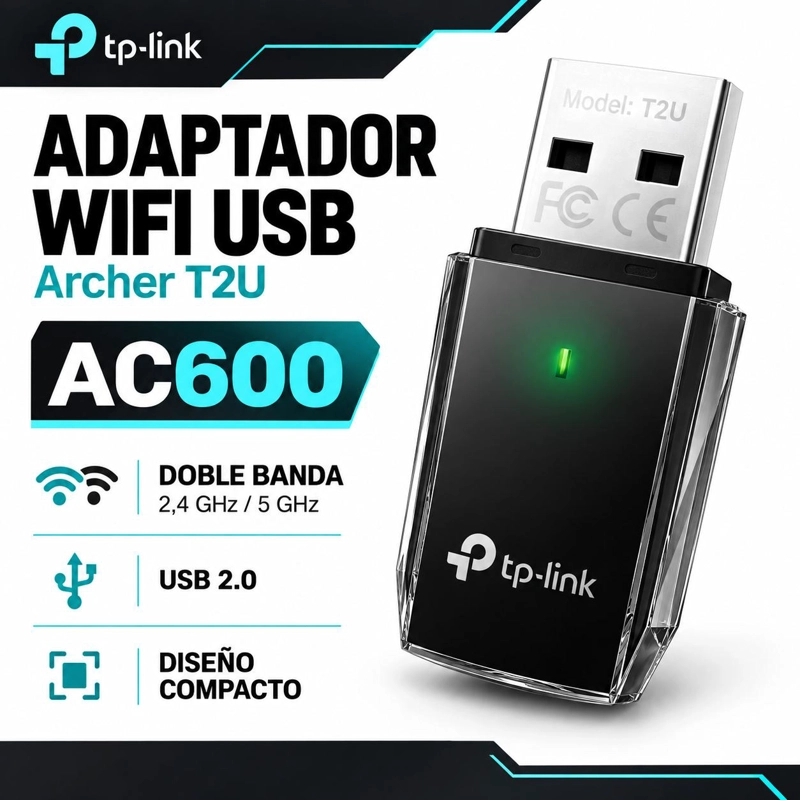 ADAPTADOR WIFI USB TP-LINK DOBLE BANDA FULL SPEED 600 MBPS ARCHER T2U - 5