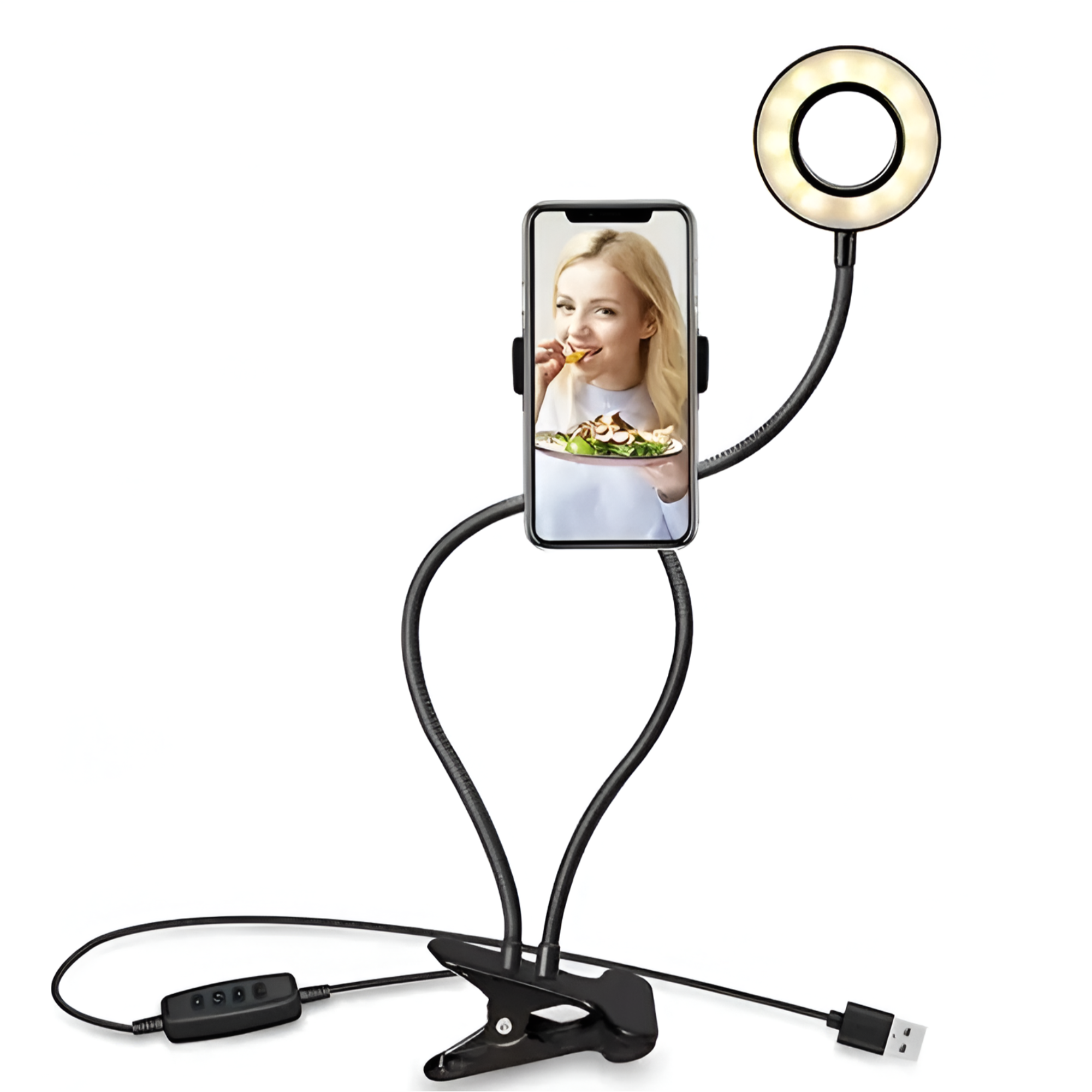 ARO DE LUZ PHILCO SR134 PRO 10CM PARA STREAMING CON SOPORTE TIPO CLIP - 1