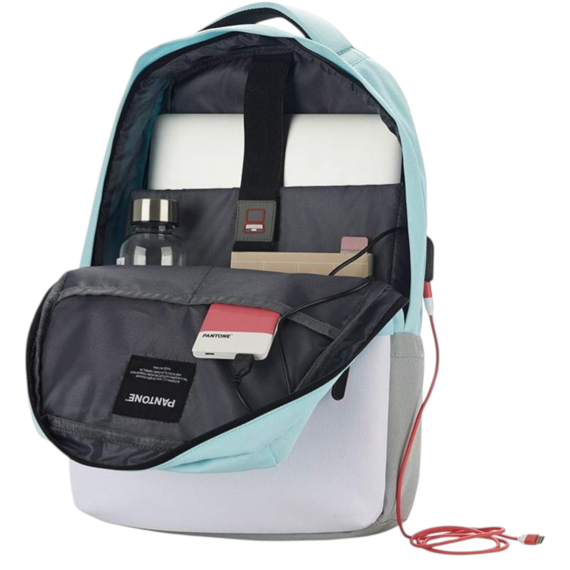MOCHILA TURQUESA PANTONE DE NOTEBOOKS 16” + CABLE CARGA USB - 2
