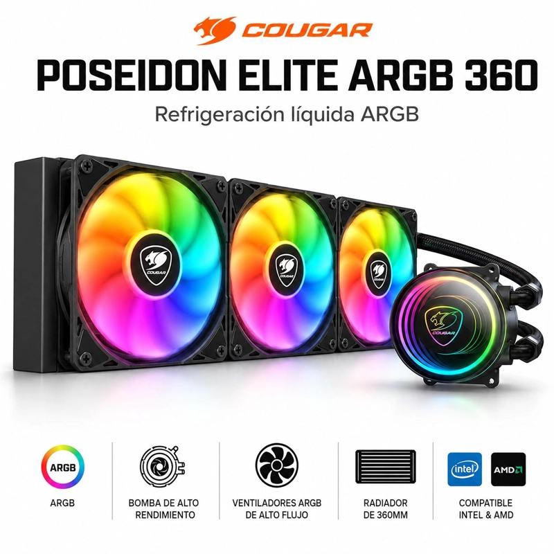 REFRIGERACION LIQUIDA COUGAR 360 FULL ARGB MULTIPLATAFORMAS - 6