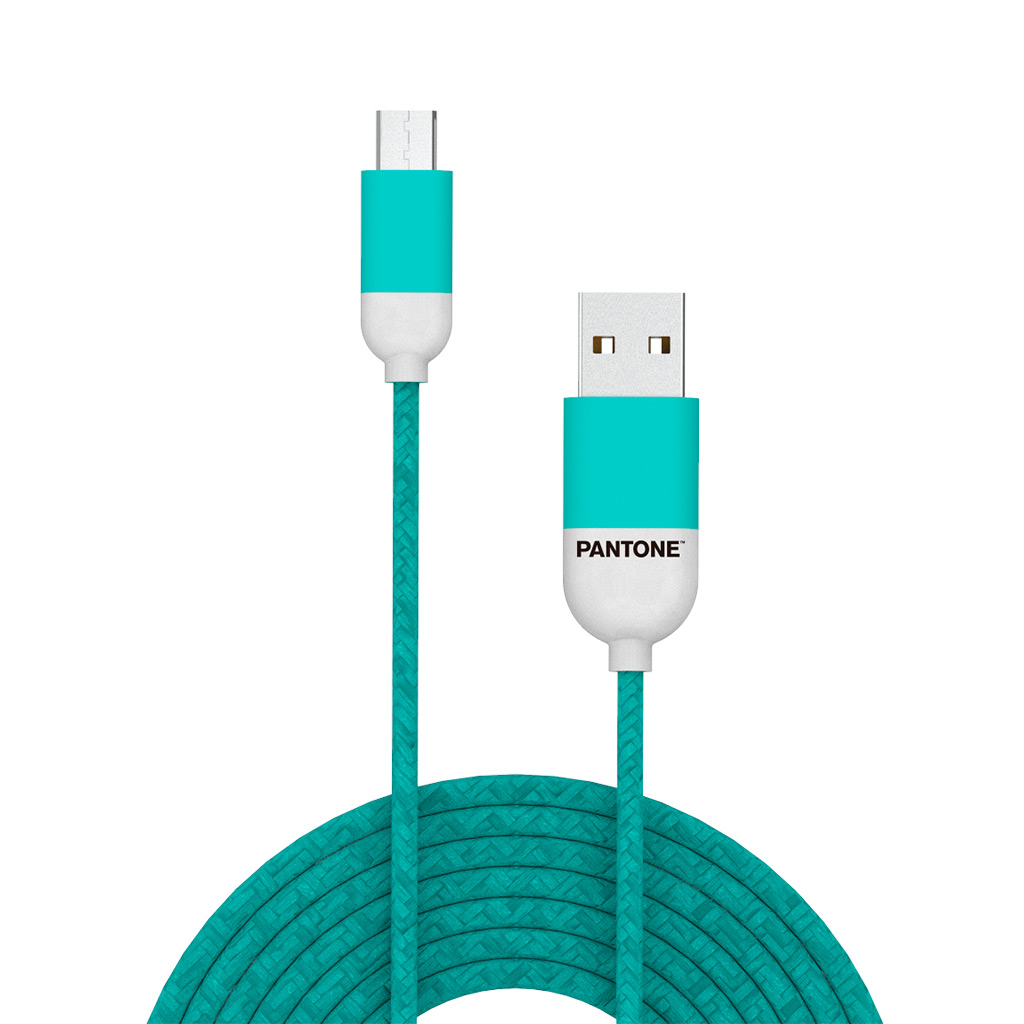 CABLE DE DATOS MICRO USB 1 MT PANTONE HIGH SPEED TURQUESA - 2