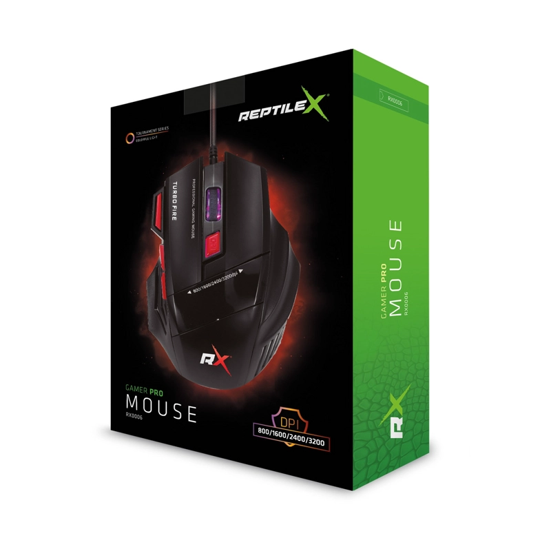MOUSE REPTILEX GAMER 7 BOTONES 3200 DPI + TURBO FIRE RX0006 - 7