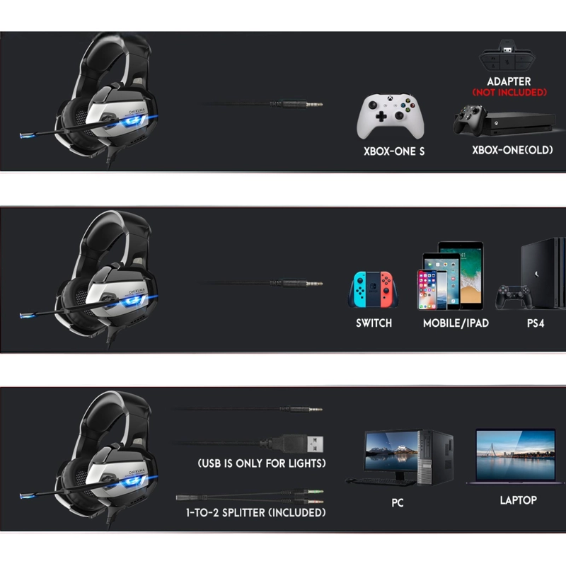 AUDÍFONOS GAMER OEM HEADSET DGX KILLMONGER PC PS4 XBOX SMARTPHONE SWITCH - 5