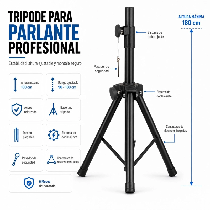 TRÍPODE PARA PARLANTE PHILCO 715BK 1.8M PROFESIONAL ACERO REFORZADO 60KG - 4