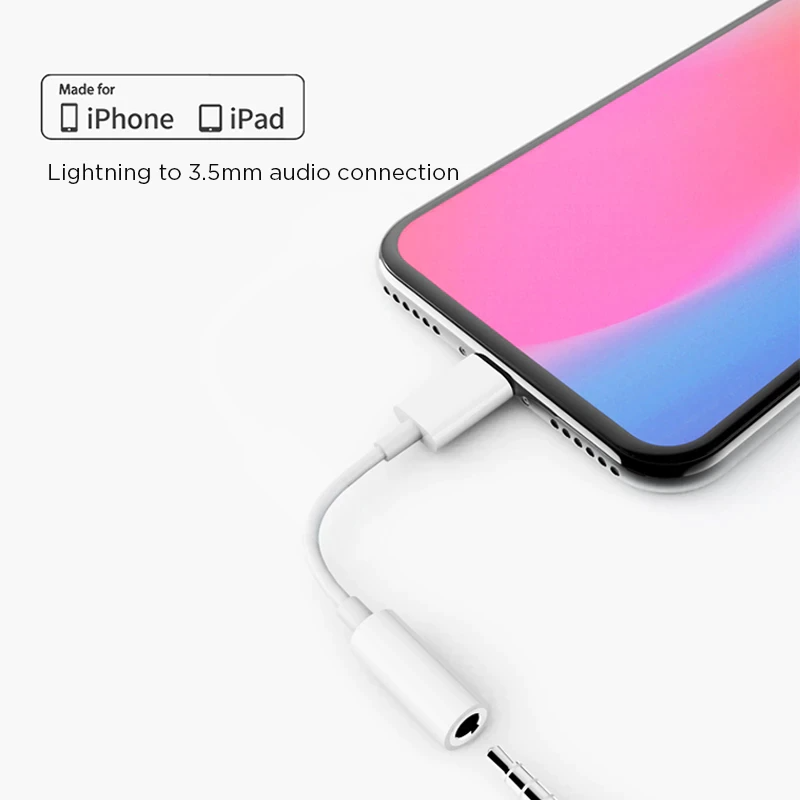 ADAPTADOR DE AUDIFONOS PARA IPHONE LIGHTNING A JACK 3.5MM - 7